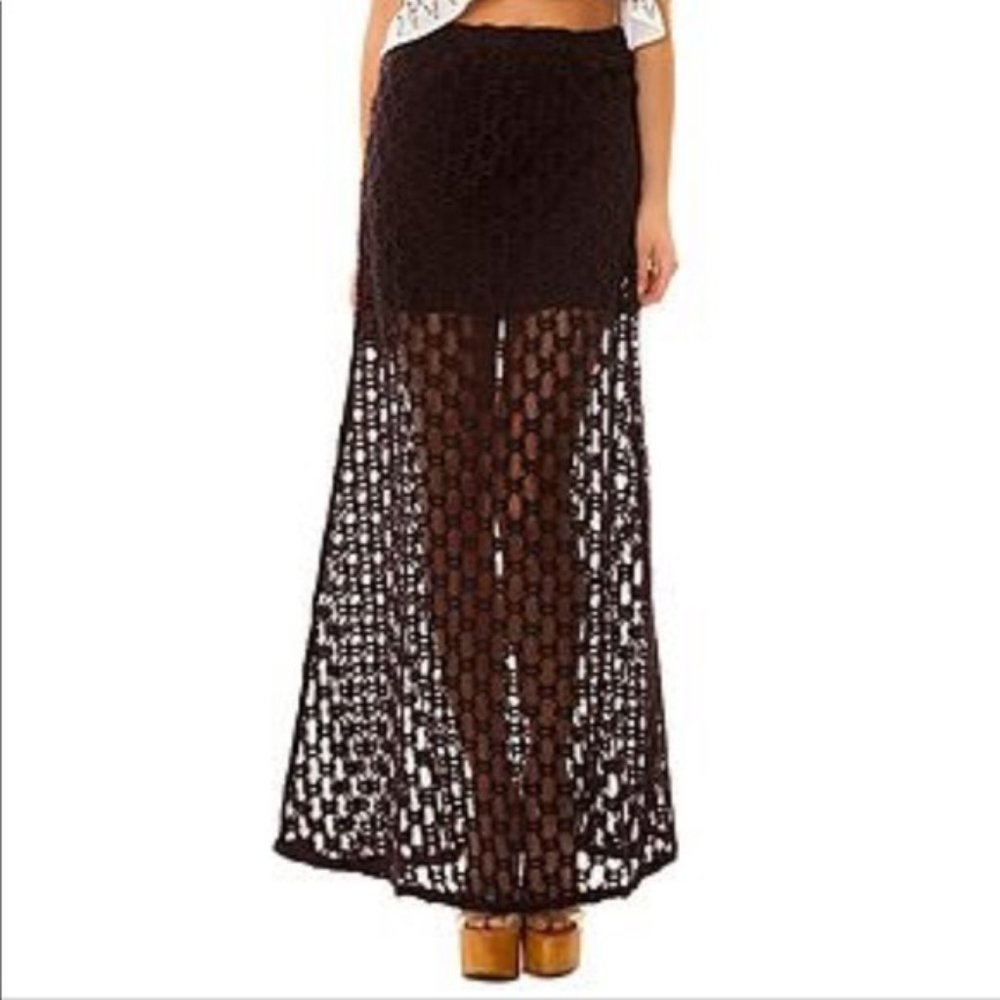 RVCA Sakka Knitted Crochet Maxi Skirt NWOT